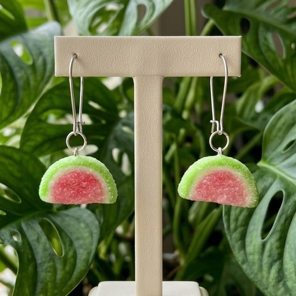 NWT Sour Patch Watermelon Slice Earrings - Handmade